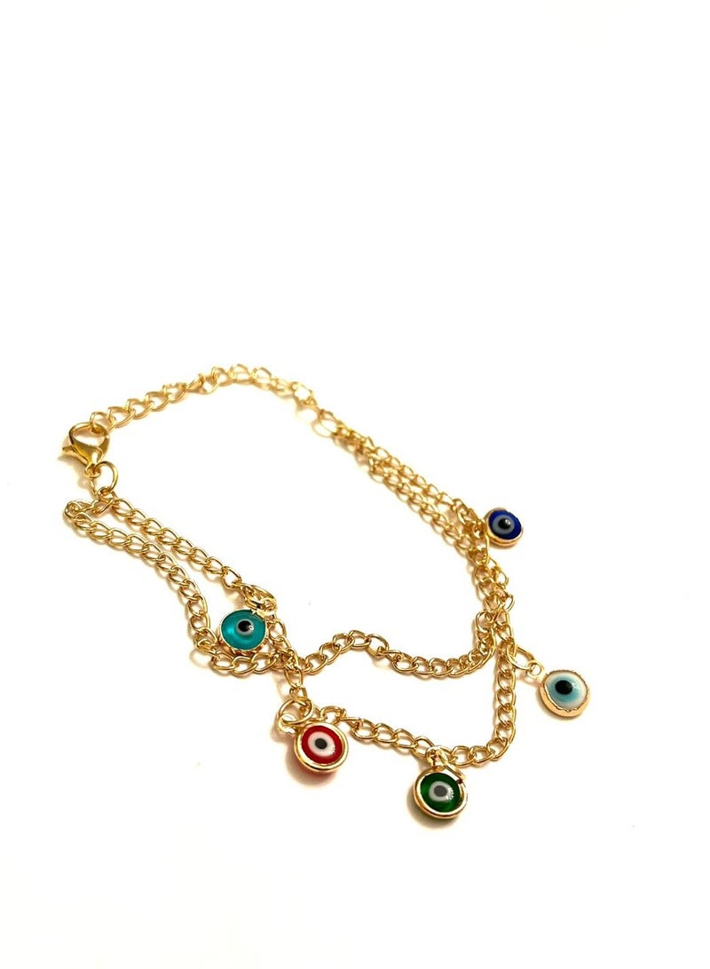 Trio Earrings Colurful eyes bracelet - Image 1