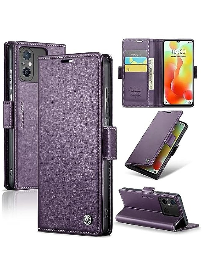 Generic - Premium Leather Wallet Case for Xiaomi Redmi 12C - RFID Blocking, Magnetic Flip Kickstand, Shockproof Phone Case - Purple - Image 1