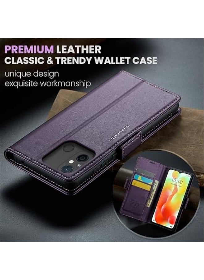 Generic - Premium Leather Wallet Case for Xiaomi Redmi 12C - RFID Blocking, Magnetic Flip Kickstand, Shockproof Phone Case - Purple - Image 1