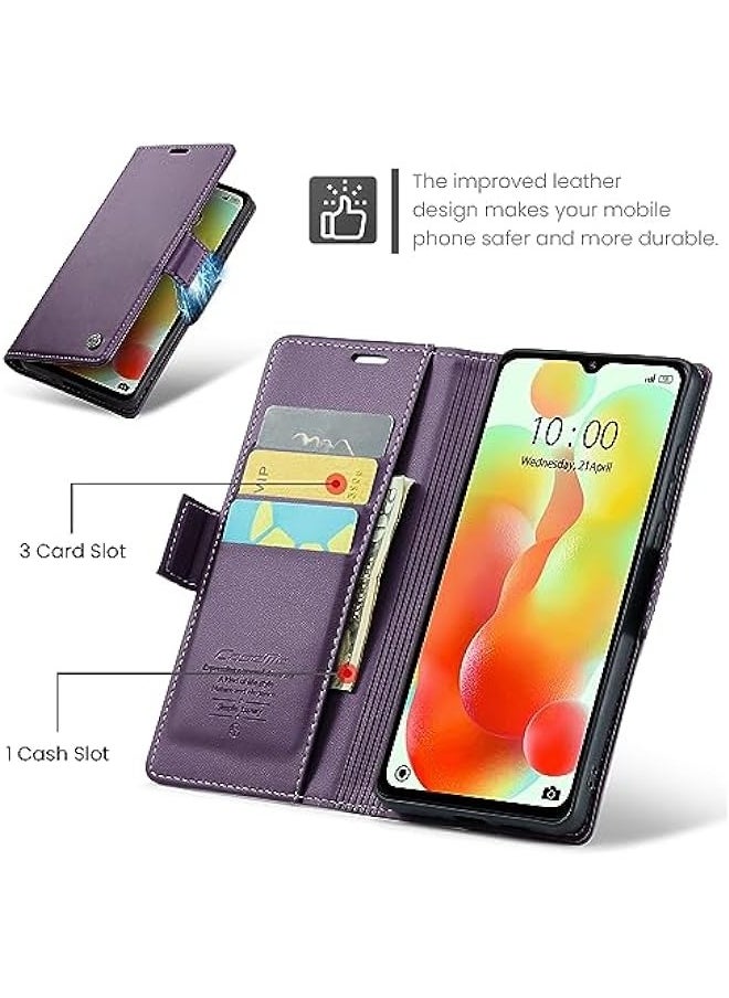 Generic - Premium Leather Wallet Case for Xiaomi Redmi 12C - RFID Blocking, Magnetic Flip Kickstand, Shockproof Phone Case - Purple - Image 1