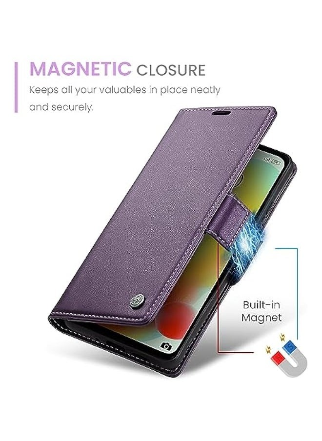 Generic - Premium Leather Wallet Case for Xiaomi Redmi 12C - RFID Blocking, Magnetic Flip Kickstand, Shockproof Phone Case - Purple - Image 1