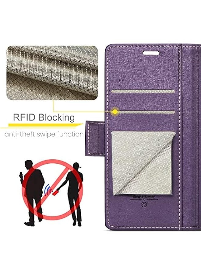 Generic - Premium Leather Wallet Case for Xiaomi Redmi 12C - RFID Blocking, Magnetic Flip Kickstand, Shockproof Phone Case - Purple - Image 1
