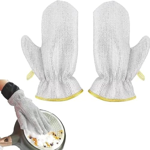 CANDLE_CABINETS Non-Scratch Scrubber Gloves for Dishwashing & Utensils, Stainless Steel Wire Cleaning Gloves - Reusable Multipurpose Kitchen Scouring Gloves, Machine Washable Hand Safe Design (1 Pair) (Style 1.0) - Image 5