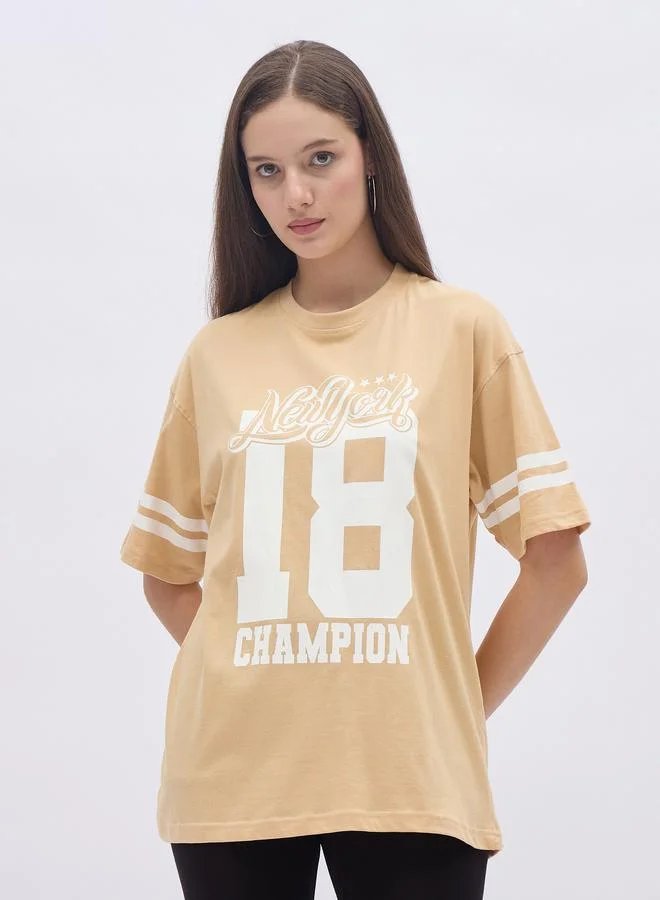 Styli Styli Graphic Print Oversized Round Neck T-Shirt