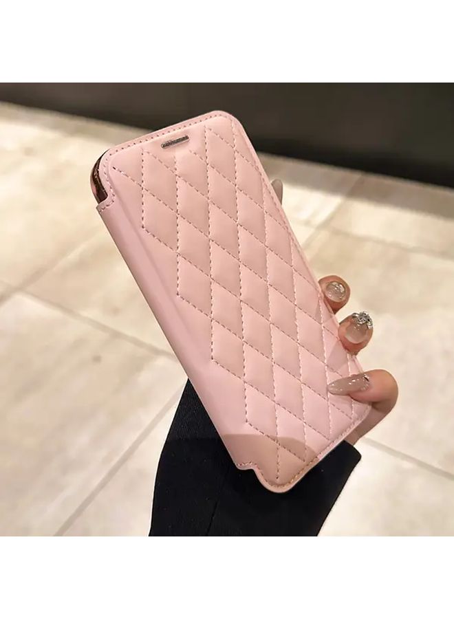 Flip Little Fragrance Wind Transparent Electroplated Magnetic Phone Case with Card Slot Wallet for iPhone 13 Pro Max Light Brown - Image 3