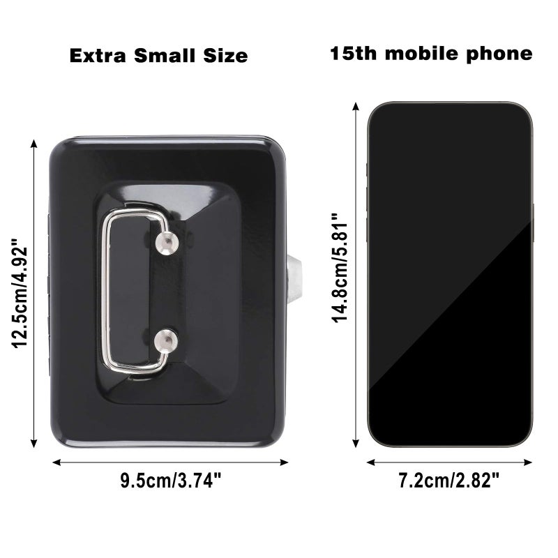 xydled Locking Steel Mini Cash Box with Removable Coin Tray and Key Lock for Kids,4.92" x 3.74" x 2.36",Black - Image 2