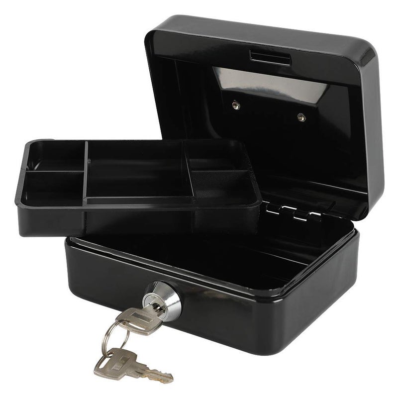 xydled Locking Steel Mini Cash Box with Removable Coin Tray and Key Lock for Kids,4.92" x 3.74" x 2.36",Black - Image 5