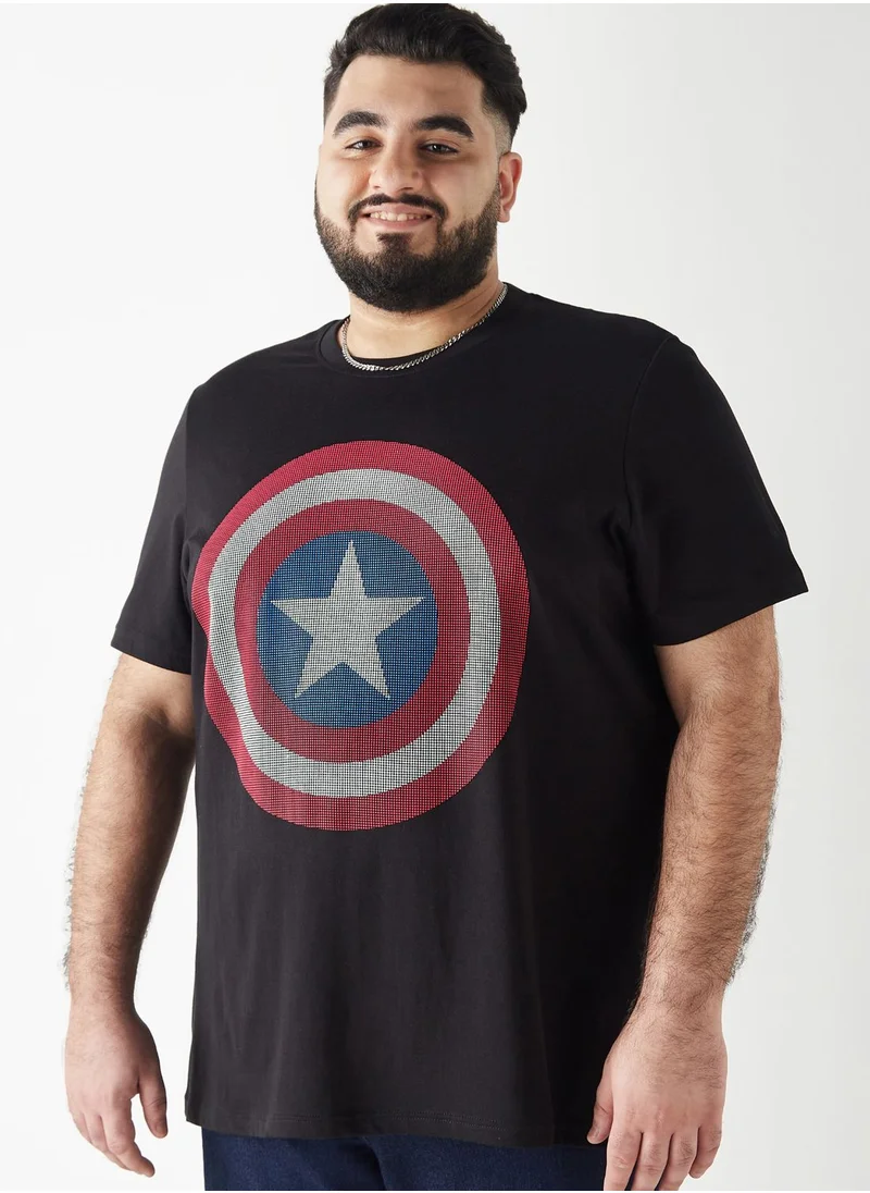 FAV Plus Size Captain America Print T-Shirt