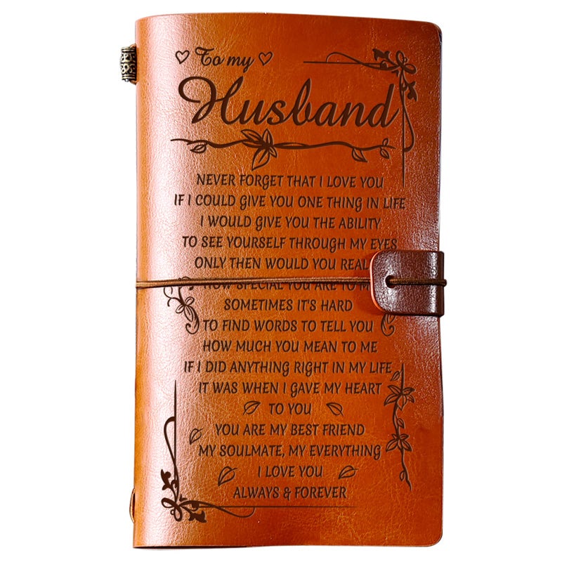 PRSTENLY Gifts for Husband Leather Journal, Husbands Birthday Gift To My Husband Gifts 140 Page Notebooks, Fathers Day Anniversary Birthday Wedding Christmas Valentines Day Gift for Him Men from Wife - Image 1