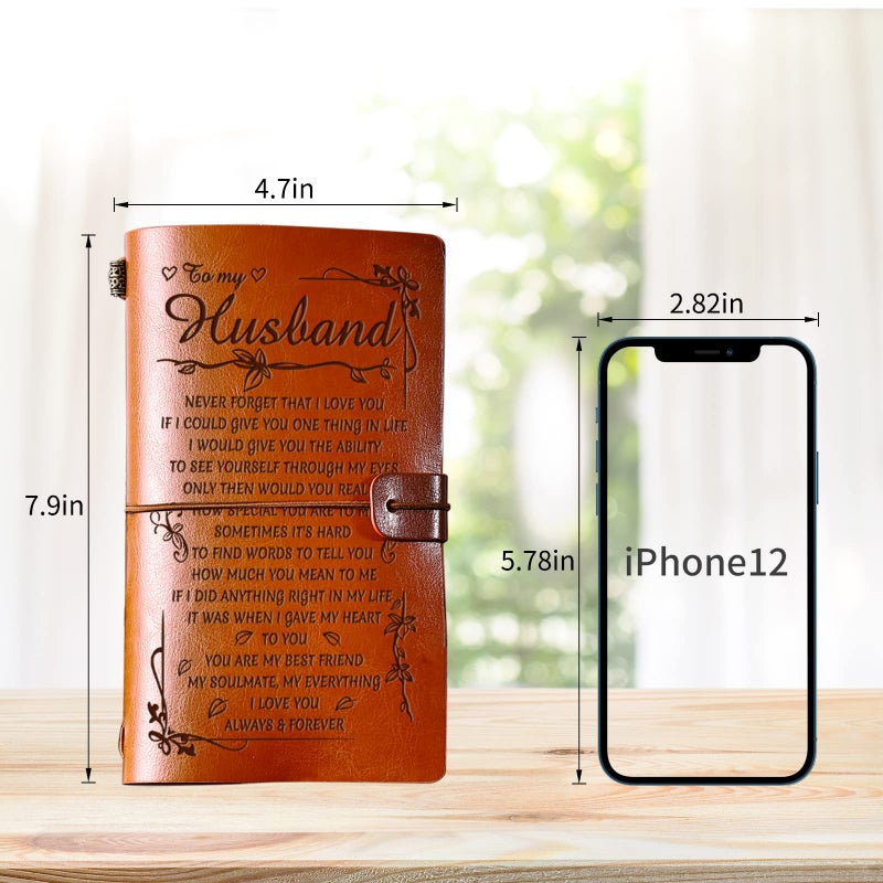 PRSTENLY Gifts for Husband Leather Journal, Husbands Birthday Gift To My Husband Gifts 140 Page Notebooks, Fathers Day Anniversary Birthday Wedding Christmas Valentines Day Gift for Him Men from Wife - Image 2