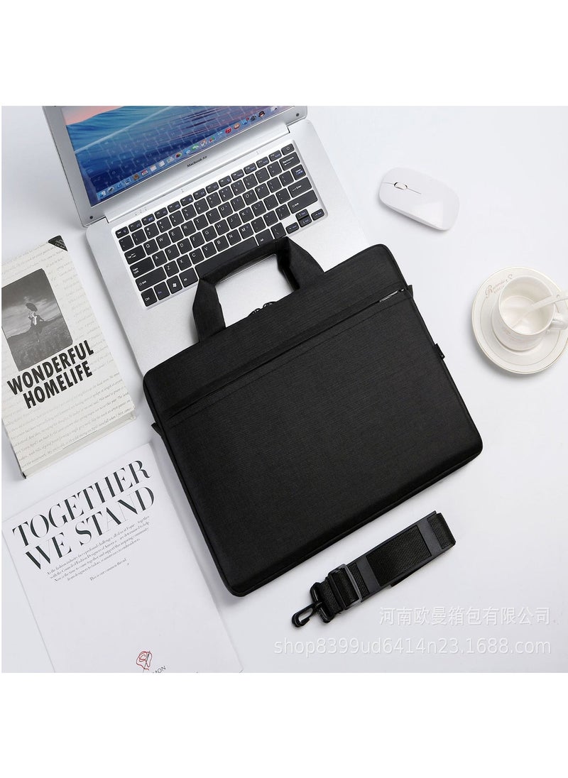 Hihonor Laptop Bag for Women Men Oxford Cloth Laptop Tote Bag Shoulder Bag Carrying Case Adjustable Shoulder 15.6 Inch (Black)  - Image 1