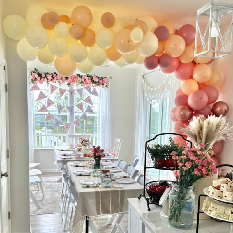 Togvu Retro Blush Pink Balloons, 60 Packs 12 Inch Dusty Pink Metallic Chrome Rose Gold White Sand Nude Balloons for Bridal Shower Pumpkin Baby Shower Girls Boho Birthday Wedding Decorations Supplies - Image 4