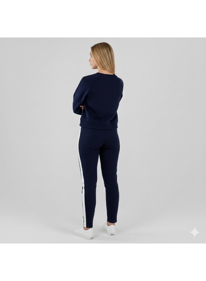 زيكوتكس  طقم كاجوال نسائي قطعتين من خامة الميلتون - سويت شيرت وبنطلون بتطريز وردة "روز" وتفاصيل بيضاء - Image 4