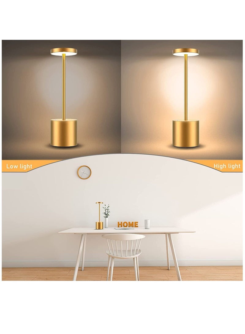 Arabest USB Rechargeable Cordless Table Lamp 2-Levels Brightness Dimmable LED Night Light Gold - Image 2