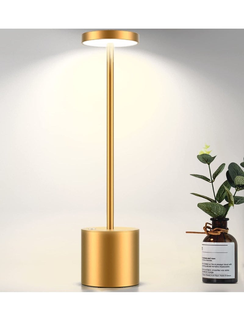 Arabest USB Rechargeable Cordless Table Lamp 2-Levels Brightness Dimmable LED Night Light Gold - Image 1