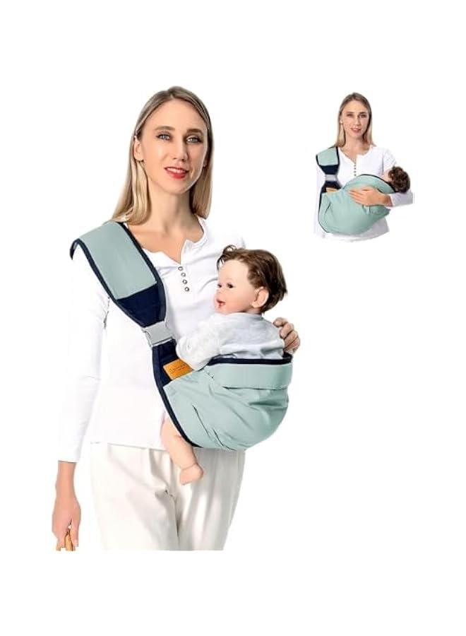HOOKOR Baby Sling Carrier Newborn to Toddler, Lightweight Baby Carrier Sling, Baby Wrap Sling, Baby Hip Seat Carrier for Toddler Sling, Baby Holder Carrier, Nursing Sling, Carrying 7-45 lbs (Green) - Image 1