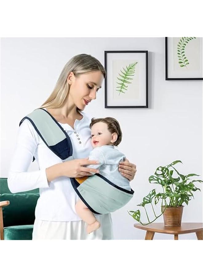 HOOKOR Baby Sling Carrier Newborn to Toddler, Lightweight Baby Carrier Sling, Baby Wrap Sling, Baby Hip Seat Carrier for Toddler Sling, Baby Holder Carrier, Nursing Sling, Carrying 7-45 lbs (Green) - Image 2