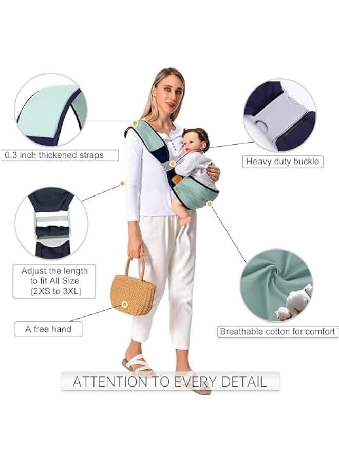 HOOKOR Baby Sling Carrier Newborn to Toddler, Lightweight Baby Carrier Sling, Baby Wrap Sling, Baby Hip Seat Carrier for Toddler Sling, Baby Holder Carrier, Nursing Sling, Carrying 7-45 lbs (Green) - Image 3