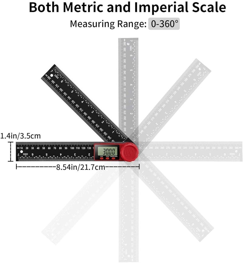 XOYO Digital Angle Finder Protractor 2in1 Angle Finder Ruler | Digital Goniometer with 360° Rotating Angle | 0.01° Precision Angle Meter | LCD Display | Woodworking/Architecture/DIY/Carpentry - Image 5