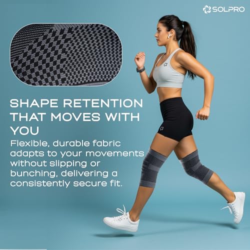 Solpro Pivot Jacquard Knee Pad for Men & Women | Joint Stabiliser for All Sports, Gym & Rehab Workouts | Joint Pain Relief for Active Lifestyle Injury Recovery & Arthritis (Black/Dark Grey) - Image 5