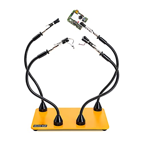 Fstop Labs Third Hand Soldering Tool PCB Holder Four Magnetic Based Flexible Metal Arms Helping Hands Crafts Jewelry Hobby Workshop Helping Station Non-Slip Steel Weighted Base - Image 1