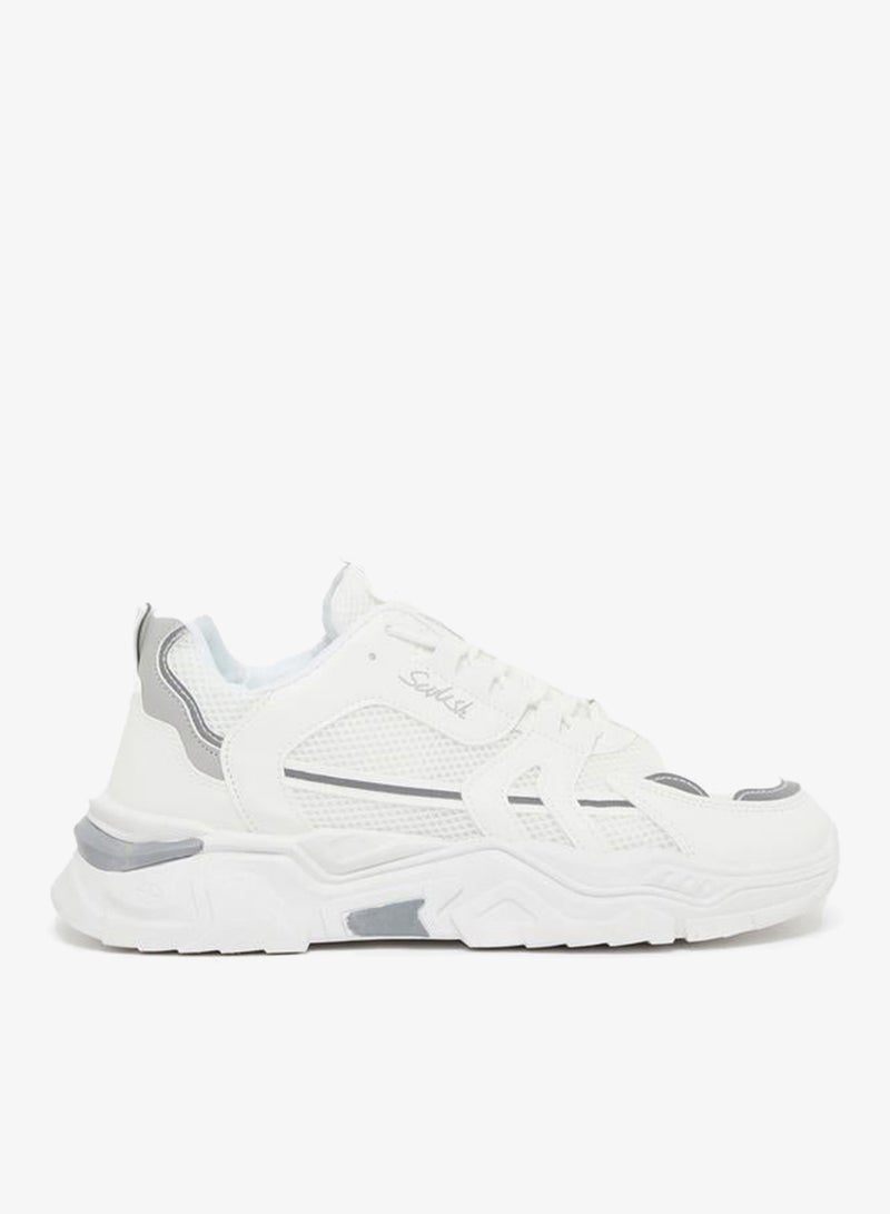 Styli Active Chunky Sole Color Block Lace Up Sneakers - Image 1