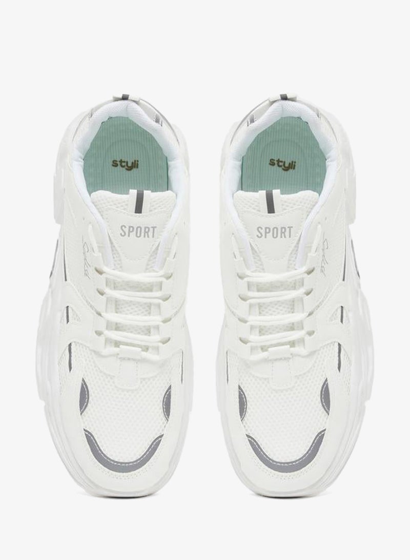 Styli Active Chunky Sole Color Block Lace Up Sneakers - Image 5