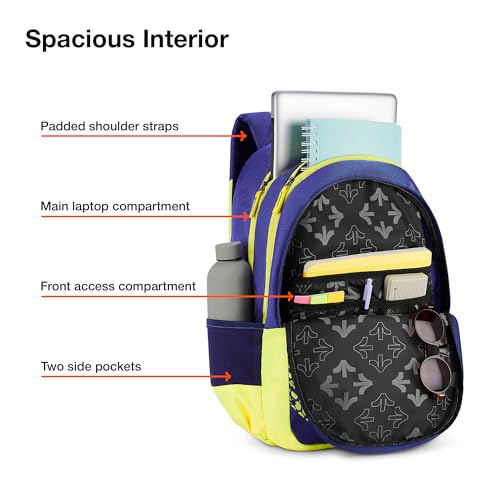 Nasher Miles Kinetics 3 Compartment Laptop Backpack 45 Liters Polyester with Raincover| Front Organiser Ideal for College, School Bags for Boys & Girls (Purple) - Image 3