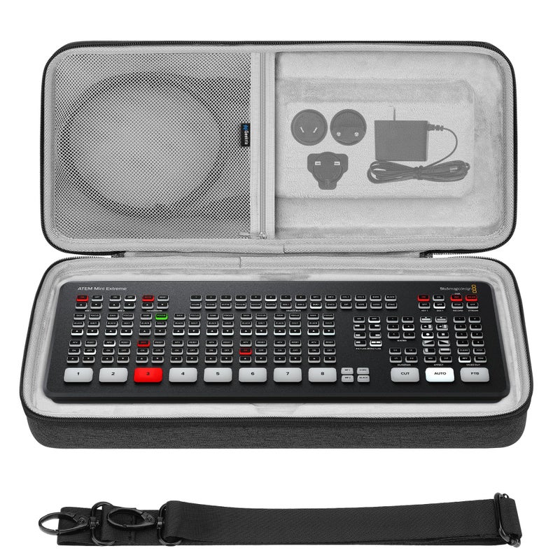 GEEKRIA Audio Interface Carrying Case Compatible with Blackmagic Design ATEM Mini SWATEMMINICEXT ATEM Mini Extreme ISO SWATEMMINICEXTISO EVA Hard Shell Travel Bag Dark Gray - Image 2