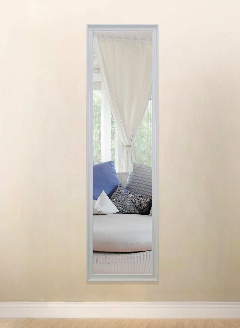 Decorhills Full Length Mirror with Wall Mount Display, PVC Frame, 30x120cm, White Polished - Image 2