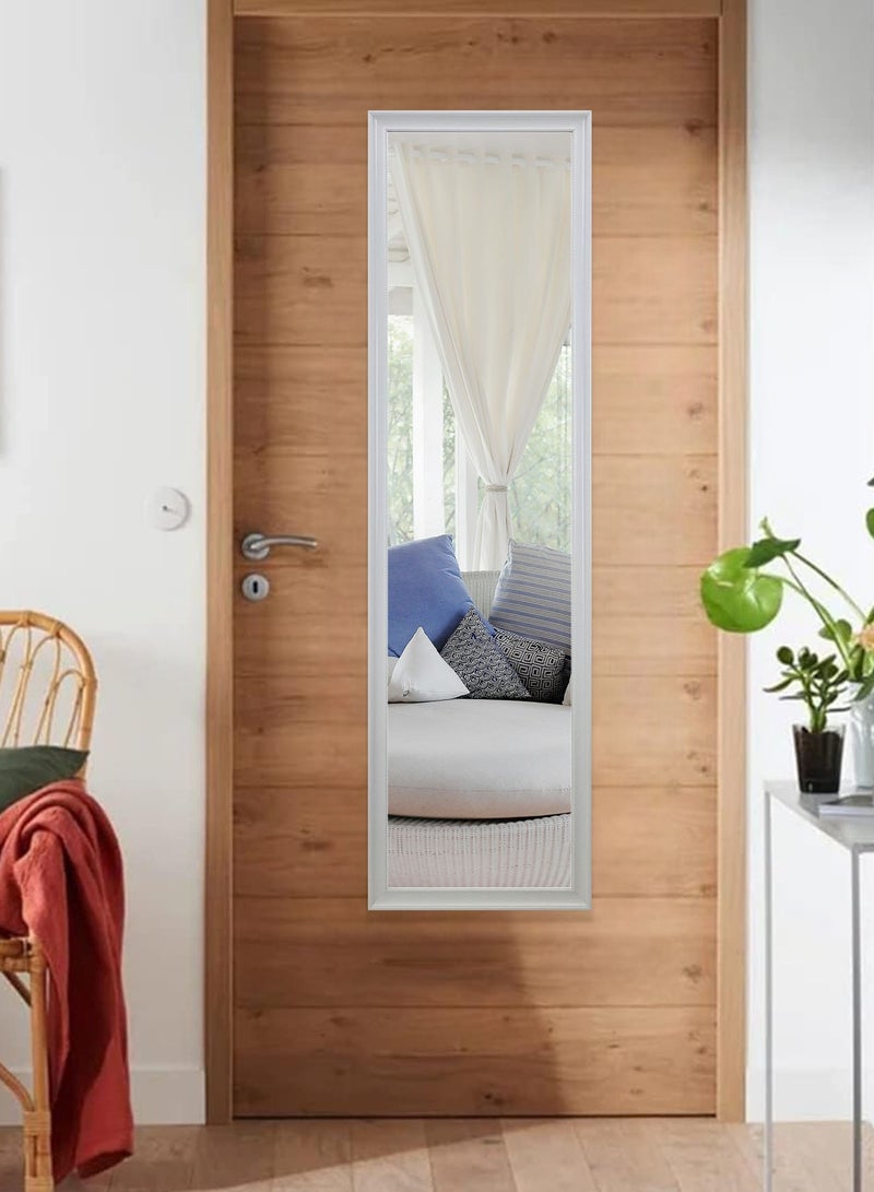 Decorhills Full Length Mirror with Wall Mount Display, PVC Frame, 30x120cm, White Polished - Image 4