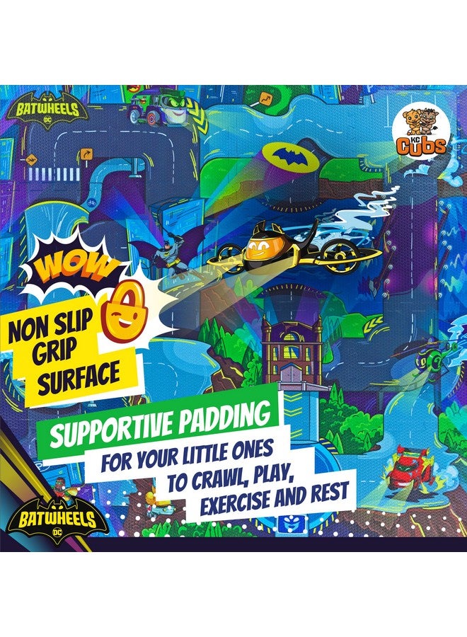 KC Cubs حصيرة ألغاز من فوم إيفا بات ويلز - حصيرة لعب ناعمة وغير سامة للأطفال لوقت البطن، رياض الأطفال والحضانة - 16 بلاطة، 12x12 بوصة، 24 حدود - حصيرة نشاط على شكل طريق للأطفال الصغار - كي سي كابز - Image 2