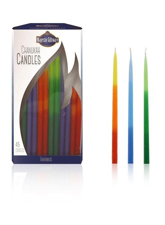 Majestic Giftware Multicolor Hanukkah Candles - CP250 | 45 Dripless Chanukah Candles for All 8 Nights of Hanukkah | Premium Quality Wax | Chanukah Candles Fits Most Menorahs (Blue/Orange/Green) - Image 1