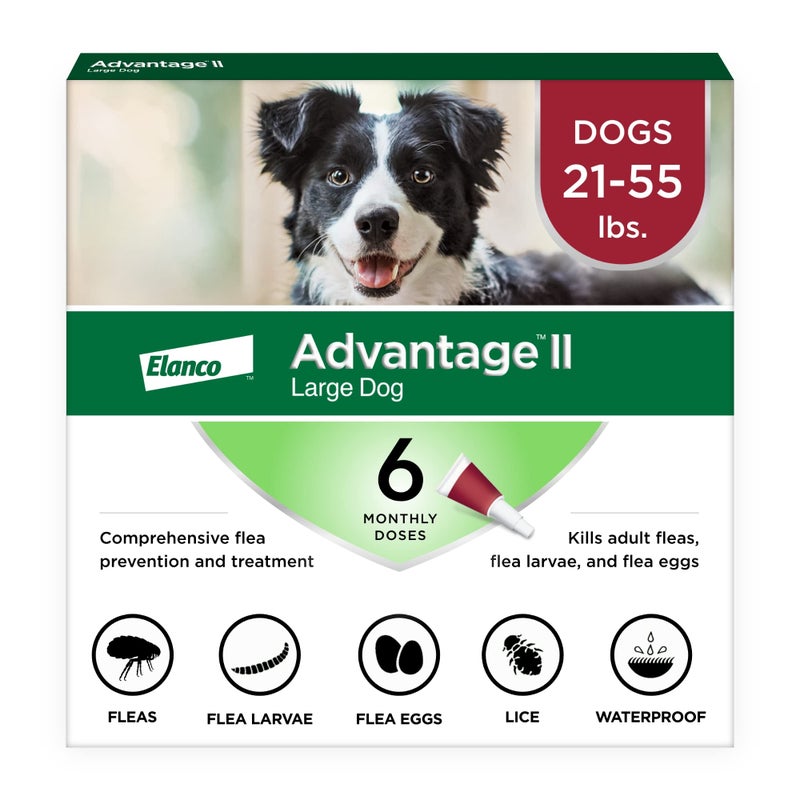 Advantage II Large Dog Vet-Recommended Flea Treatment & Prevention | Dogs 21-55 lbs. | 6-Month Supply - Image 1