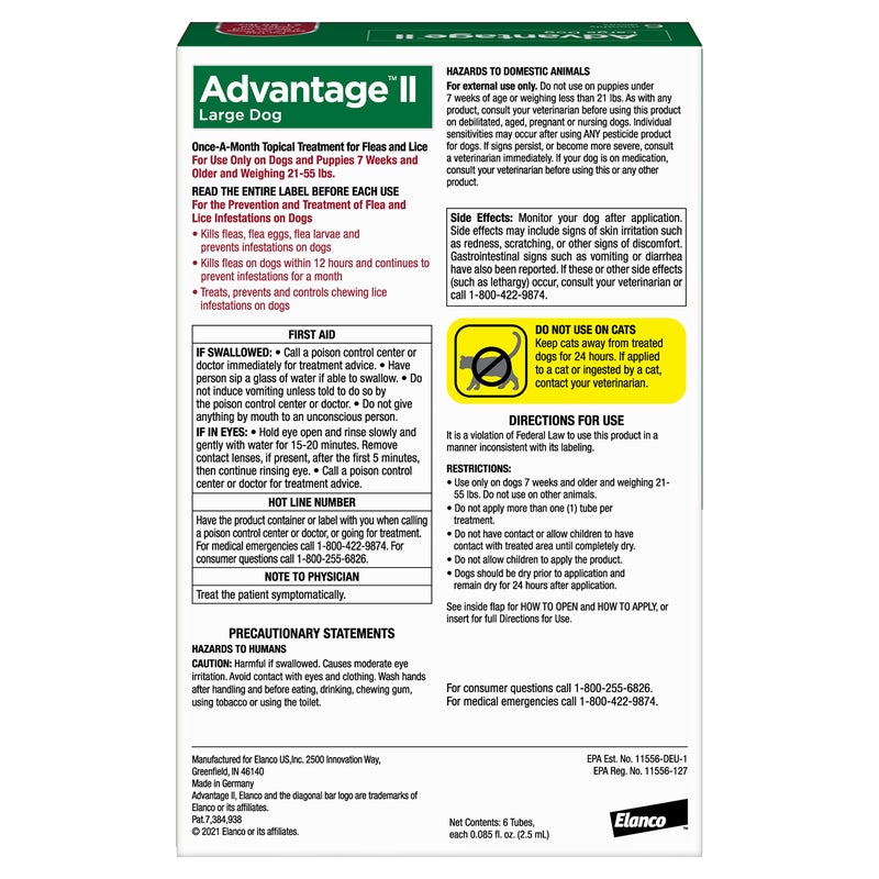 Advantage II Large Dog Vet-Recommended Flea Treatment & Prevention | Dogs 21-55 lbs. | 6-Month Supply - Image 2