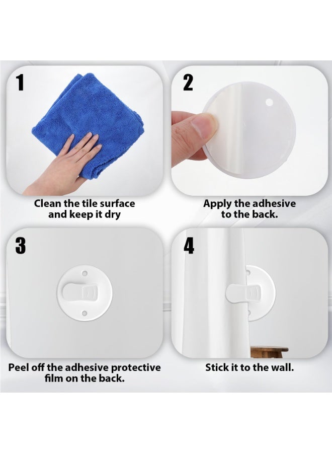 4 Pack Shower Curtain Clips, Shower Splash Guard Holder Self Adhesive Showers Splash Clips for Curtain, Showers Curtains Weight Clip for Inside-Shower, ShowerCurtain Holder for the Wall Weight - Image 3