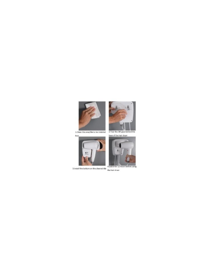 JAMAKY Jamaki 2000W Non-Perforated Wall Mounted High Power Fast Drying Negative Ions Hair Dryer for Hotels, Guest Houses, Home Bathrooms - JPC30293  - Image 2