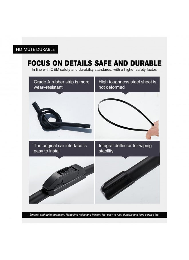 FAPIUO Replacement for Mitsubishi Lancer 2010-2015 Silent Wipers -FAPIUO Front and Rear Windshield Wipers 26"/18"+14" Full Blade Set (3 Pack)  - Image 4