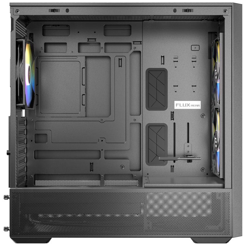Antec Flux Rear, 5 PWM Fans Included, F-LUX Platform, Front PSU Chamber, Back Connect Motherboard Support, Premium Wood Accents, Tempered Glass, 360mm Top Radiator Support, Mid-Tower ATX PC Case - Image 5