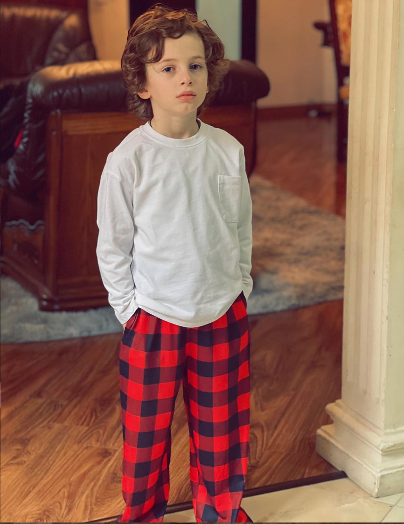 Arshiner Boys Pajama Pants 2 Pack Soft Plaid Sleepwear Kids Lounge PJ Bottoms with Pockets 12-13 Years - Image 5
