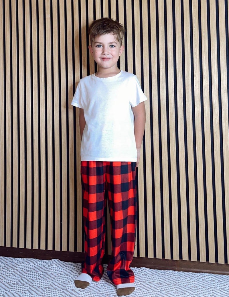 Arshiner Boys Pajama Pants 2 Pack Soft Plaid Sleepwear Kids Lounge PJ Bottoms with Pockets 12-13 Years - Image 3