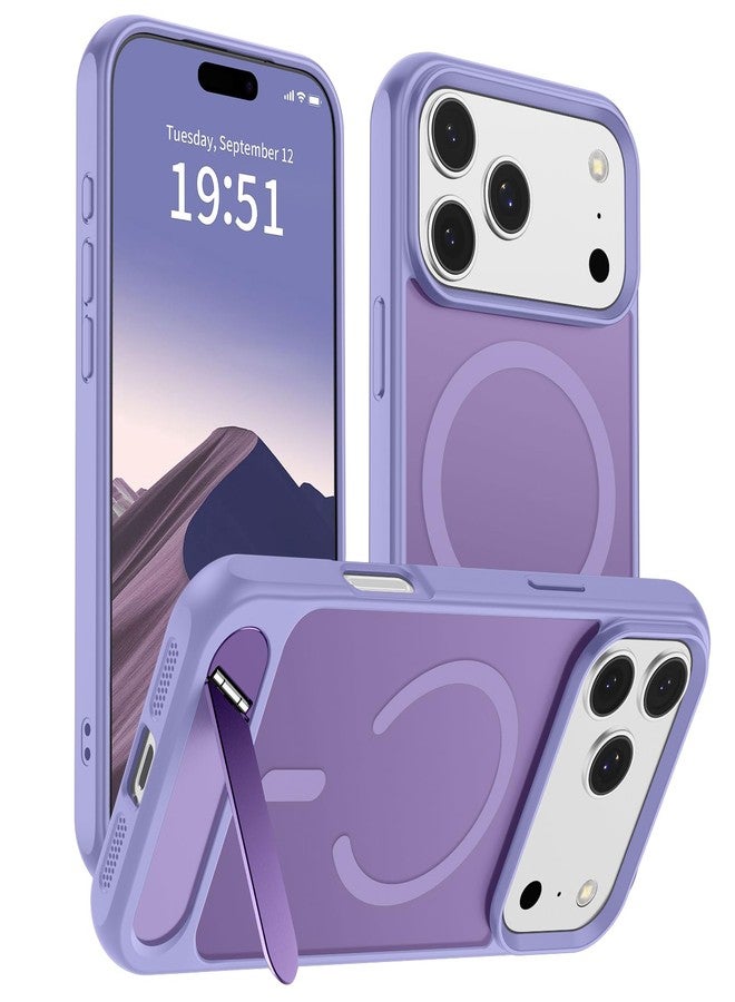 استلق جراب SUPFINE المغناطيسي لهاتف iPhone 17 Pro Max (حامل مدمج غير مرئي) (متوافق مع MagSafe) (حماية من السقوط بمعايير عسكرية) غطاء هاتف شفاف غير لامع مقاوم للصدمات، لون بنفسجي لافندر - Image 1