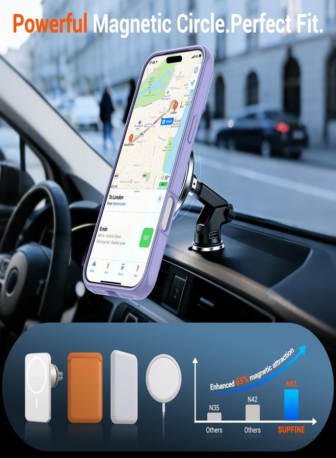 استلق جراب SUPFINE المغناطيسي لهاتف iPhone 17 Pro Max (حامل مدمج غير مرئي) (متوافق مع MagSafe) (حماية من السقوط بمعايير عسكرية) غطاء هاتف شفاف غير لامع مقاوم للصدمات، لون بنفسجي لافندر - Image 3