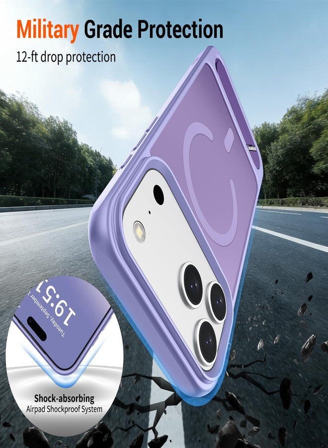استلق جراب SUPFINE المغناطيسي لهاتف iPhone 17 Pro Max (حامل مدمج غير مرئي) (متوافق مع MagSafe) (حماية من السقوط بمعايير عسكرية) غطاء هاتف شفاف غير لامع مقاوم للصدمات، لون بنفسجي لافندر - Image 4