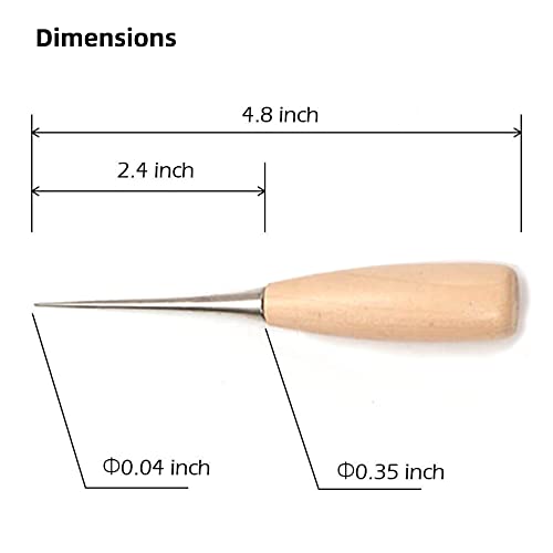 WUTA Leather Craft Awl Tools Leather Hole Punch Tool Sewing Punching Hole Maker Stitching Over Stitch Wood Handle 3 Packs - Image 3
