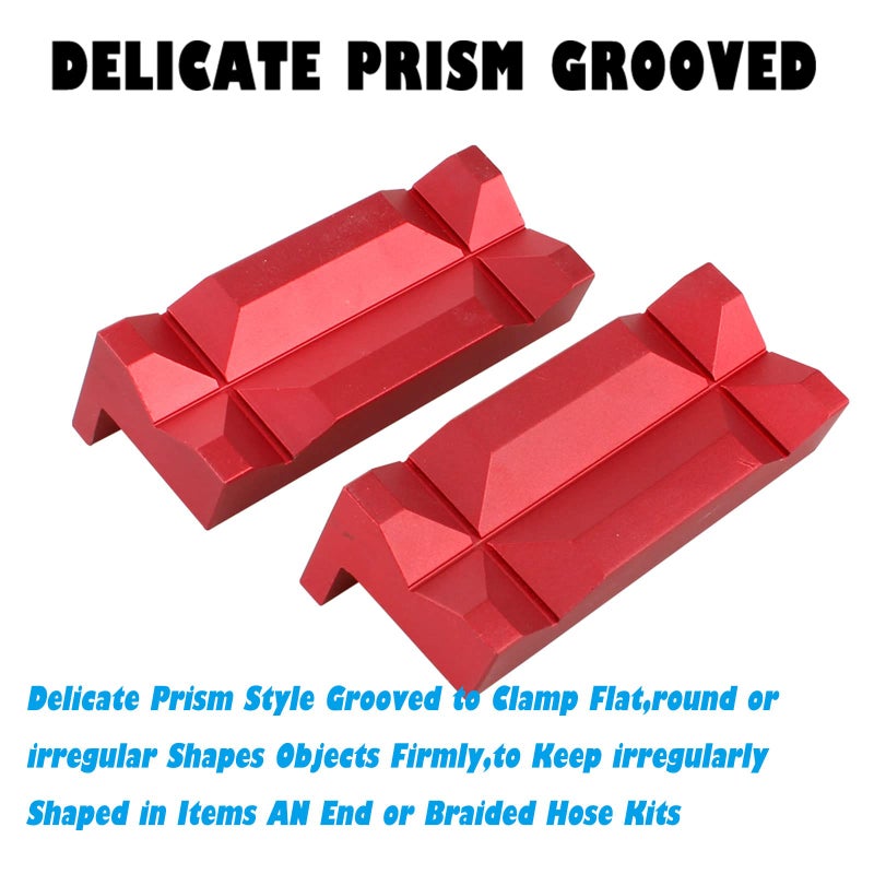 BARTOO Aluminum 4" Vise Jaws Pads, Magnetic Reversible Pipe Vise, AN Fitting Vice Jaw Covers, Professional Grade Multi-Purpose Vise Jaw Protective Inserts for Any Metal Bench vice (4", Red) - Image 4