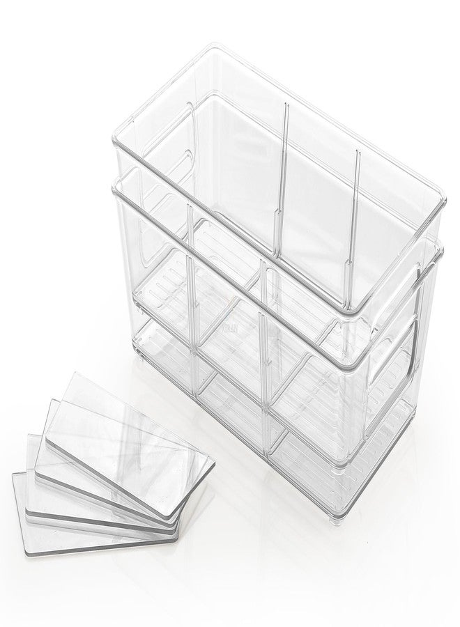 Xiran Fridge Storage Boxes Organizer Bins, 3 Partition Stackable Fridge Storage Basket, Plastic Freezer Storage Containers for Fish, Meat, Vegetables, Fruits (Pack of 2, Transparent) - Image 5