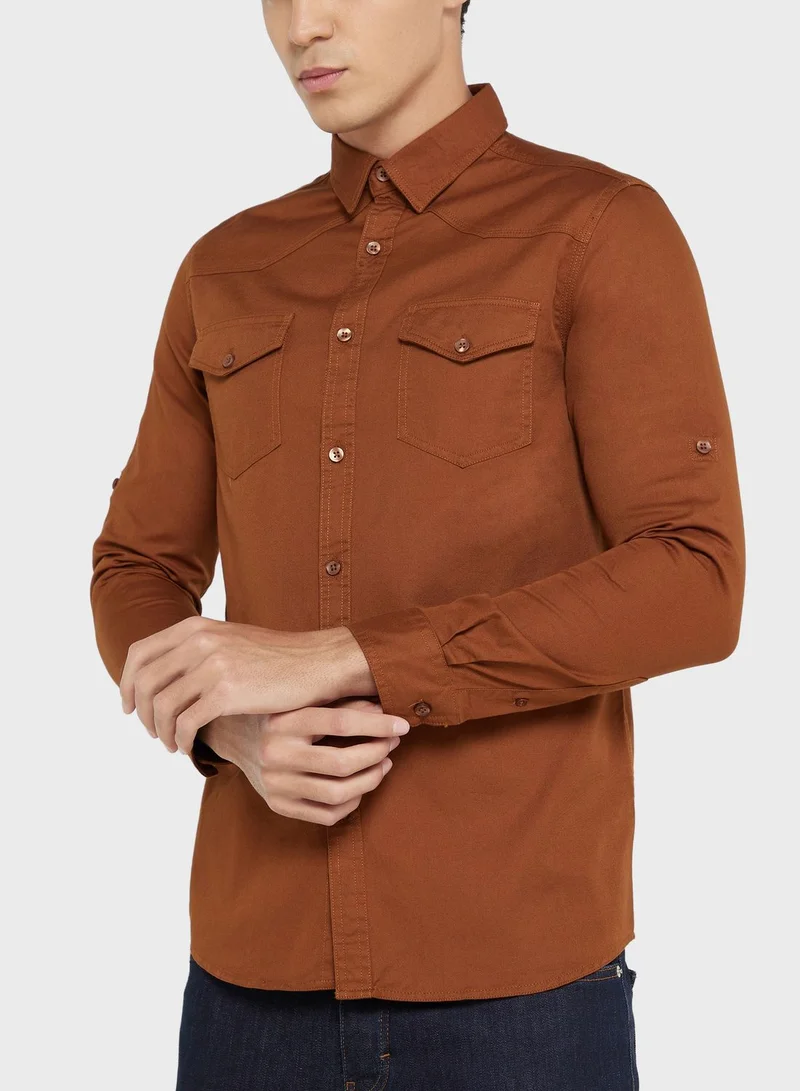 Seventy Five Men Brown Regular Fit Solid Sustainable Casual Shirt