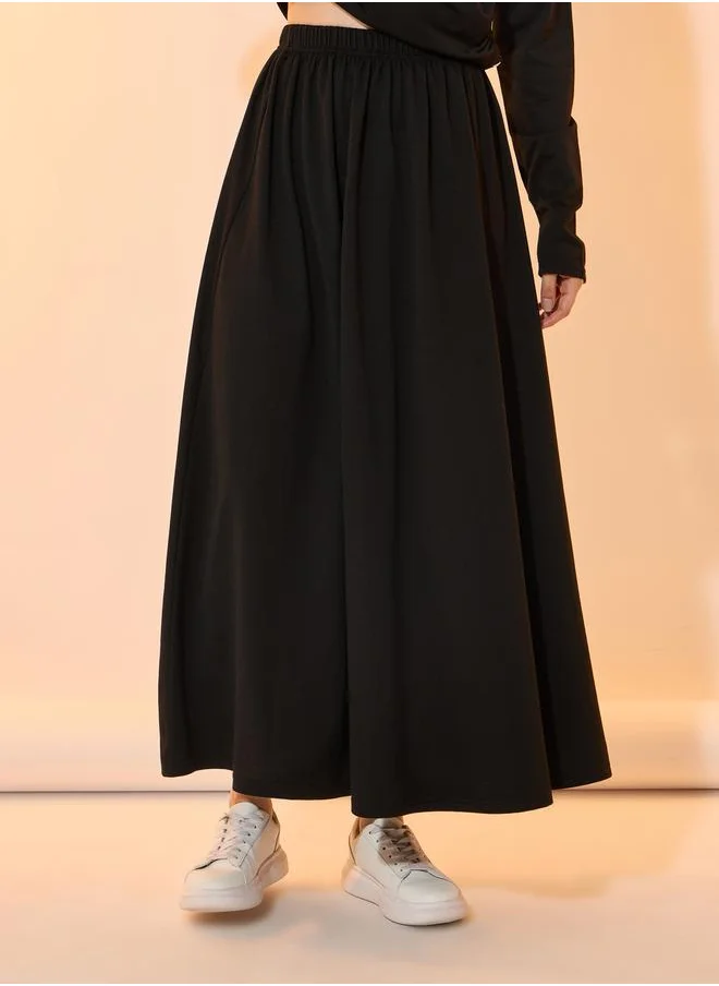 تايك تو Solid Half Zip Hoodie & Maxi Skirt Co-Ords