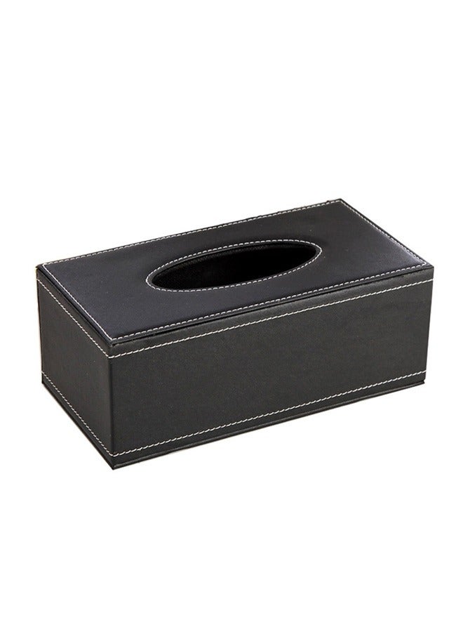 yongsheng Tissue Cover Box Case Holder Black 24*12*9.5cm, PU Leather Tissue Box Holder for Kleenex, Napkin, Tissue Box Cover Rectangle, Tissue Holder for Bathroom Car Home Decorative - Image 1